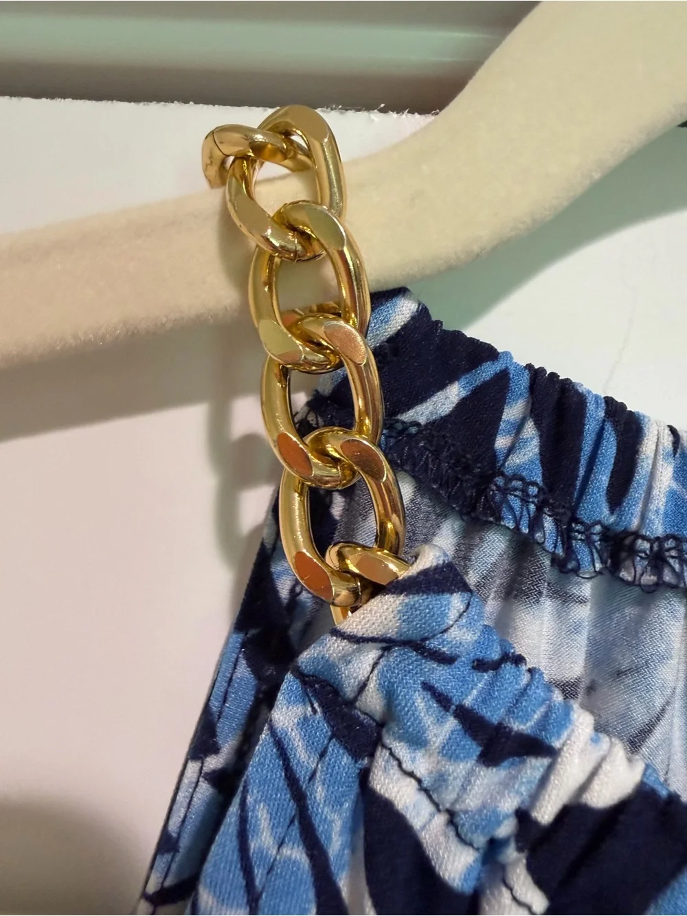 Michael Kors Blue Patterned Halter Top Dress XS